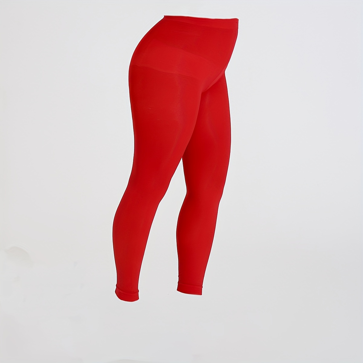 Plus Size Casual Leggings Stockings, Women's Plus 100D Solid Nylon High Rise Stretchy Tights For 0XL-3XL