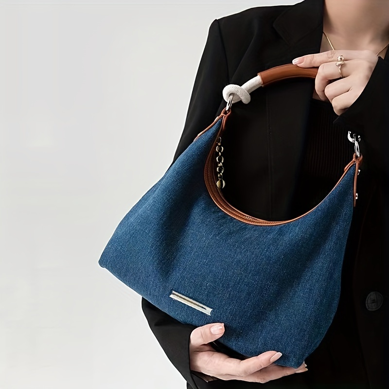 Niche Denim Argyle Pattern Shoulder Bag Trendy Baguette Bag Stylish  Underarm Bag - Bags & Luggage - Temu United Arab Emirates