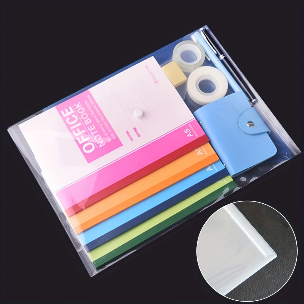 20 Packs Plastic Envelope Transparent Reusable Envelope Waterproof A4 Size
