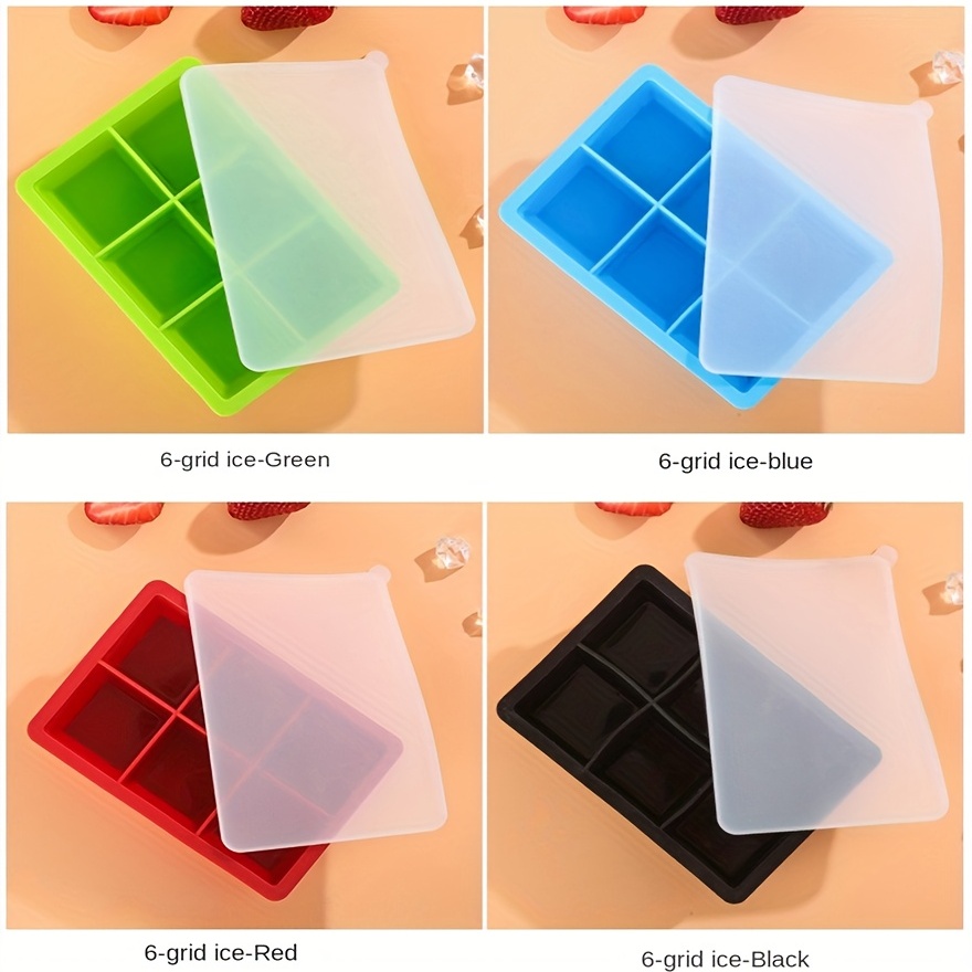 8/6/4Cell Large Ice Cube Mold MultiColor Square Ice Tray Mold Big