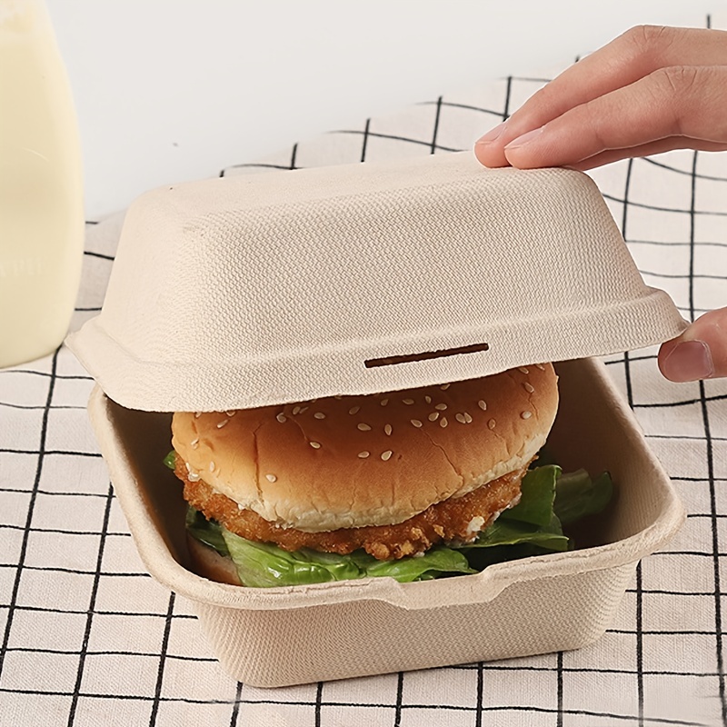 Disposable Bento Cake Boxes, Paper Pulp Hand Painted Biodegradable Dessert  Hamburger Box, Natural Disposable Bagasse Bowl, Made Of Sugar Cane Fibers,  For Home Picnic Camping Bbq Party, Party Supplies, Tableware Accessories 