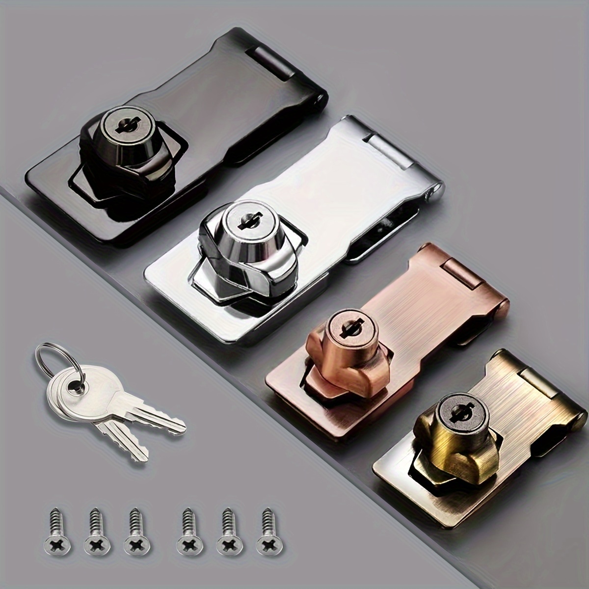 Keyed Hasp Cabinet Door Latch Lock - 4 Pack 2.5 Inch Twist Knob Key Locking  Hasp, Keyed Different Metal Closet Door Locks, Desk Locks for Drawers with
