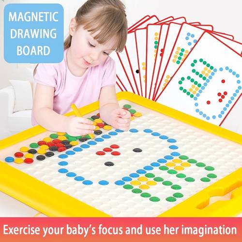 Magnetic Drawing Board for Kids - Magna Dots Doodle Board with Magnetic Pen - 11.8"/30cm Portable Size with Kid Safe Magnets - Fun Toy Christmas Birthday Gift
