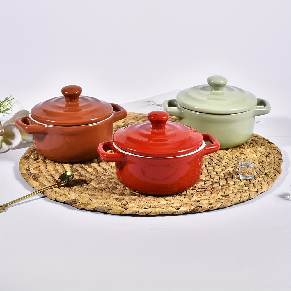 Set Of 3pcs Soup Pots Cooking Pot Ceramic Casserole Kitchenware Cookware