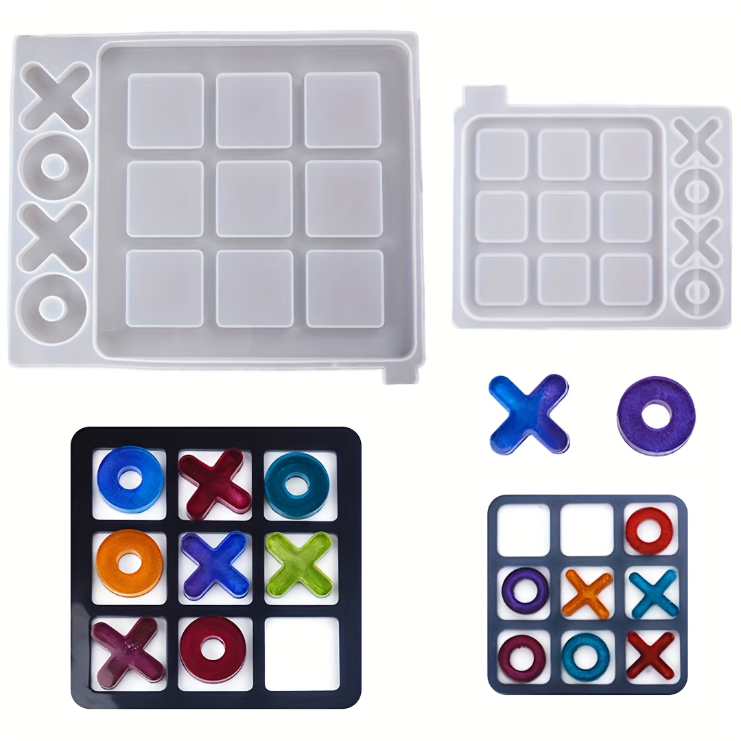 

1pc Tic Tac Toe Resin Mold O X Board Game Silicone Epoxy Casting Mold For Diy Family Party Games For Game Night, Coffee Table Games Home Decor