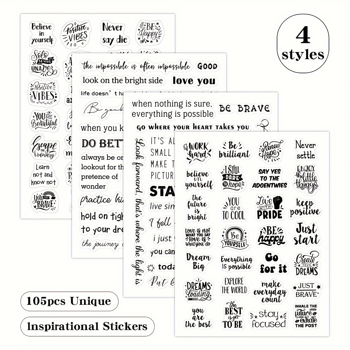 50PCS Motivational Sticker, Inspirational Words Stickers for Teens