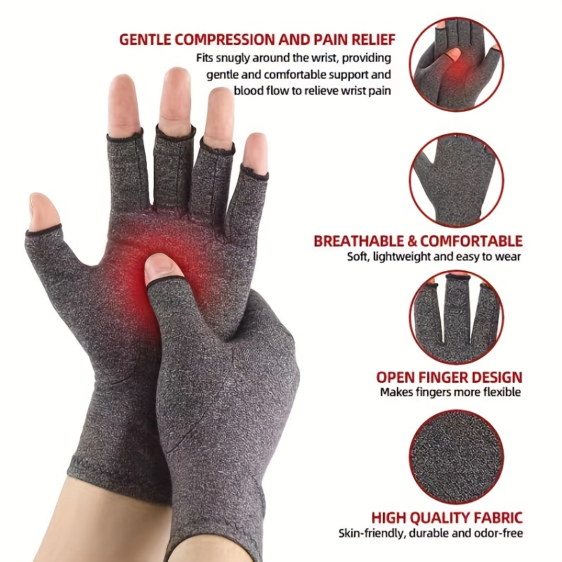 1 Par Guantes Artritis Guantes Compresión Sin Dedos Infusión - Temu