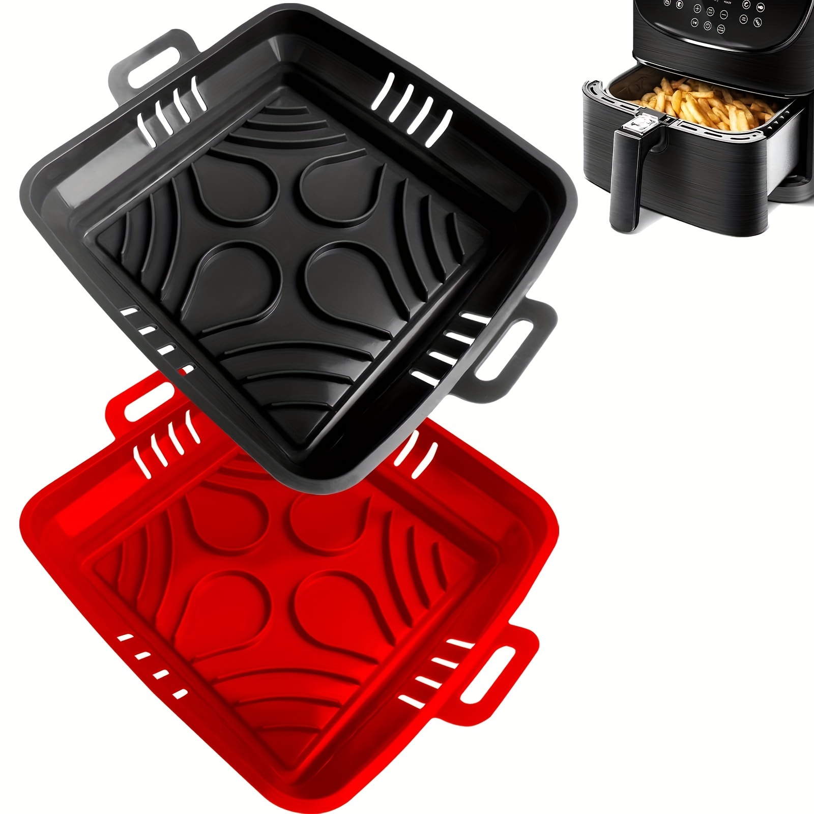 1PC Reusable Non-Slip Silicone Air Fryer Mat Square Round Liners