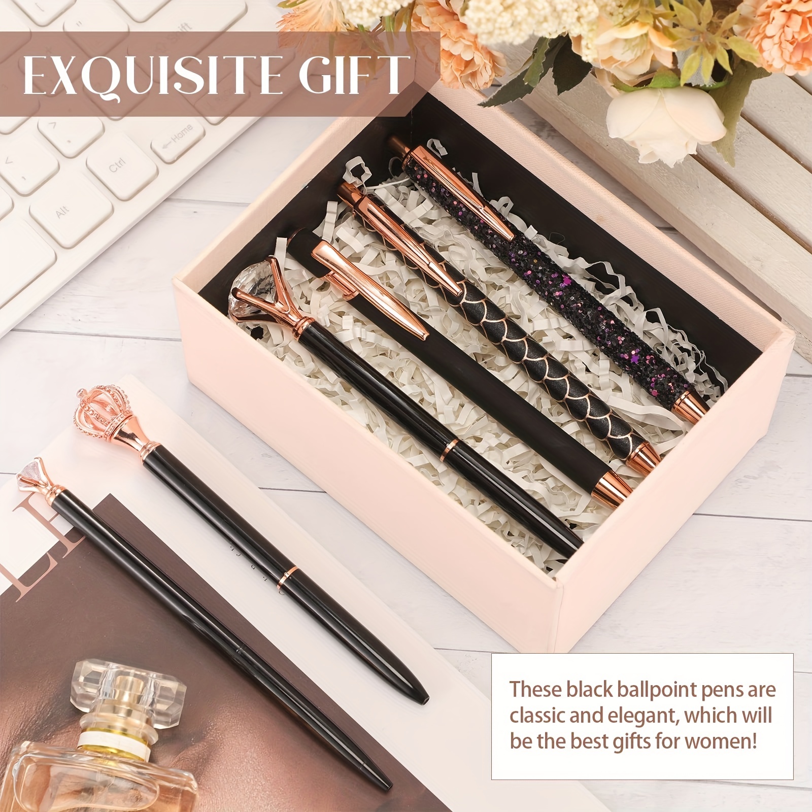 6 Pcs Ballpoint Pens Set Metal Crystal Diamond Pen for Journaling Glitter  Pens Pretty Cute Pens Black Ink Fancy Pens Gifts for Women Girls Teacher