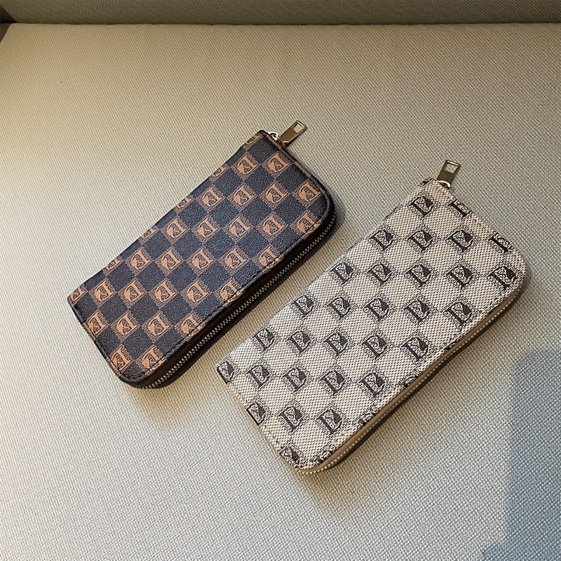 Vintage Geometric Print Long Wallet Zipper Around Credit Card Holder Womens  Clutch Purse Card Organizer, Check Out Today's Deals Now