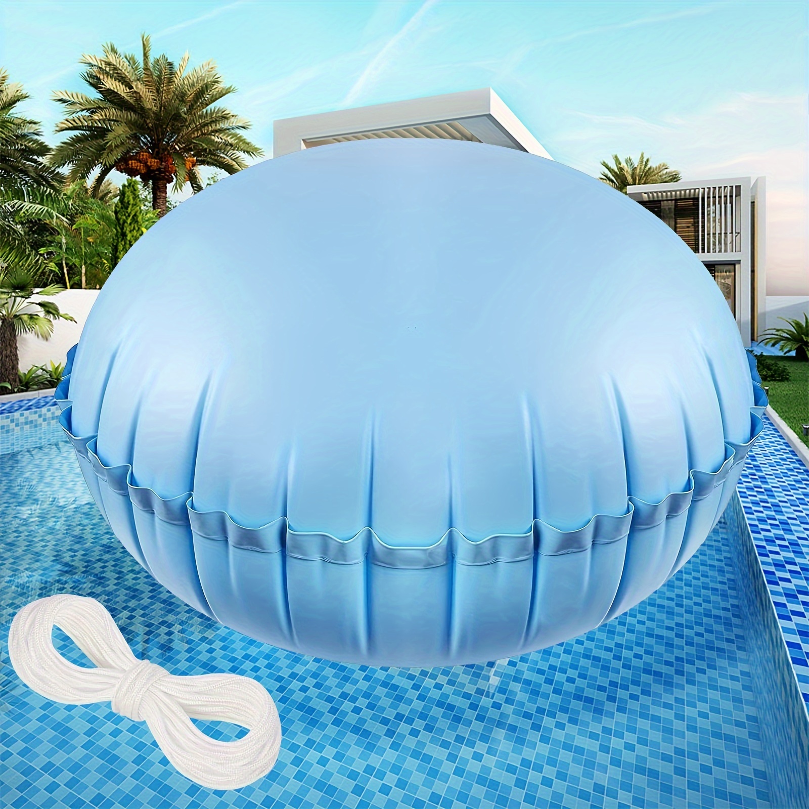 

1pc, Pool Air Pillow Set 4 X 4 Ft Round Swimming Accessories For Closing Winter Pool Winter Kit Outdoor Inflatable Float Cushion With 15 Meters Of Rope For Above Ground Winter Pool Covers