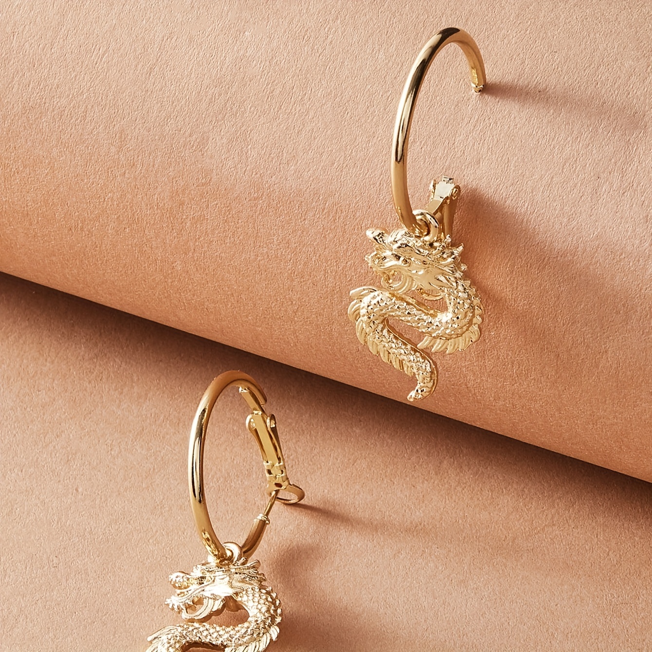 Geometric Metal Dragon Earrings for Women