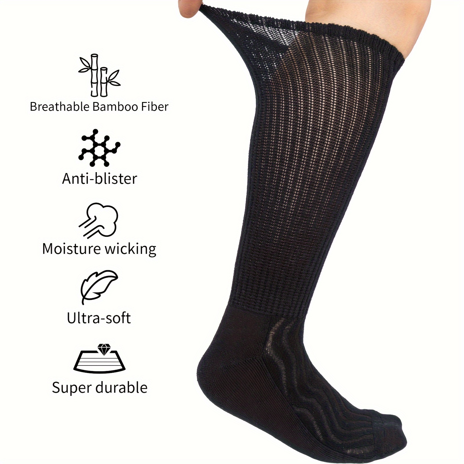 Bamboo Non binding Diabetic Socks Breathable Seamless Toe - Temu