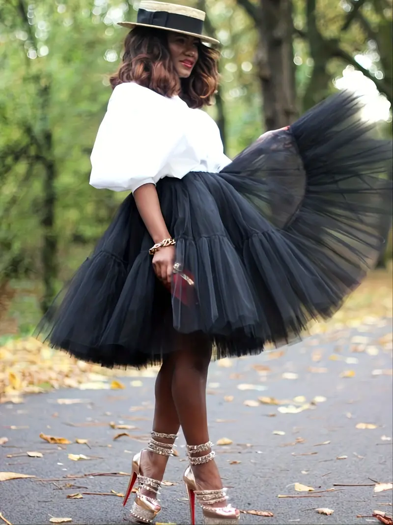 Falda de capas de volantes de malla, Elegante falda de tul para disfraz de  carnaval, Ropa de mujer