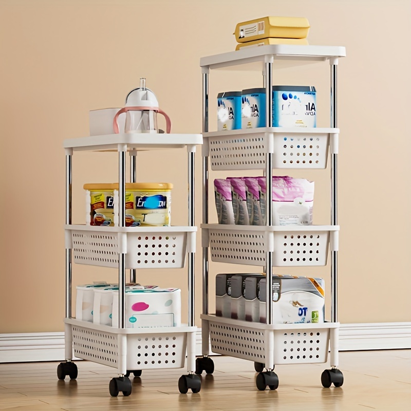 Small Trolley Shelf Floor Mount Storage Rack With Wheels - Temu