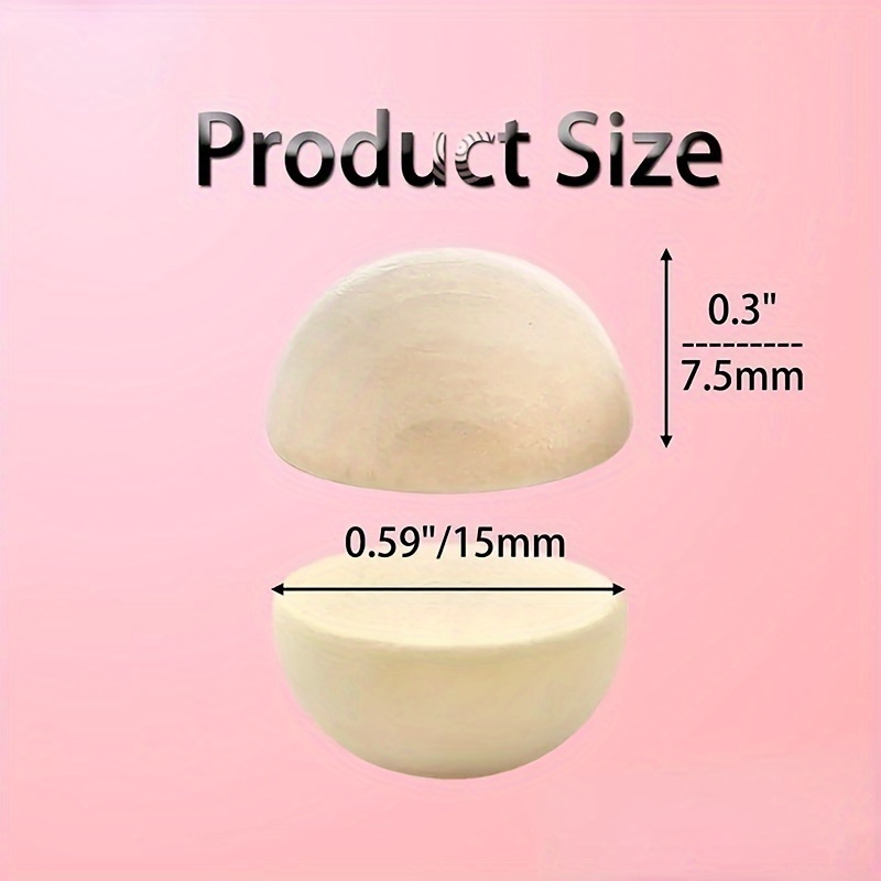 50pcs Natural Wooden Beads, Semi-circular Flat Back, No Hole - Ideal For Making & Crafts