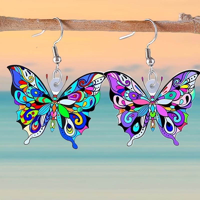 Cute Animal Acrylic Colorful Butterfly Water Pattern Retro - Temu