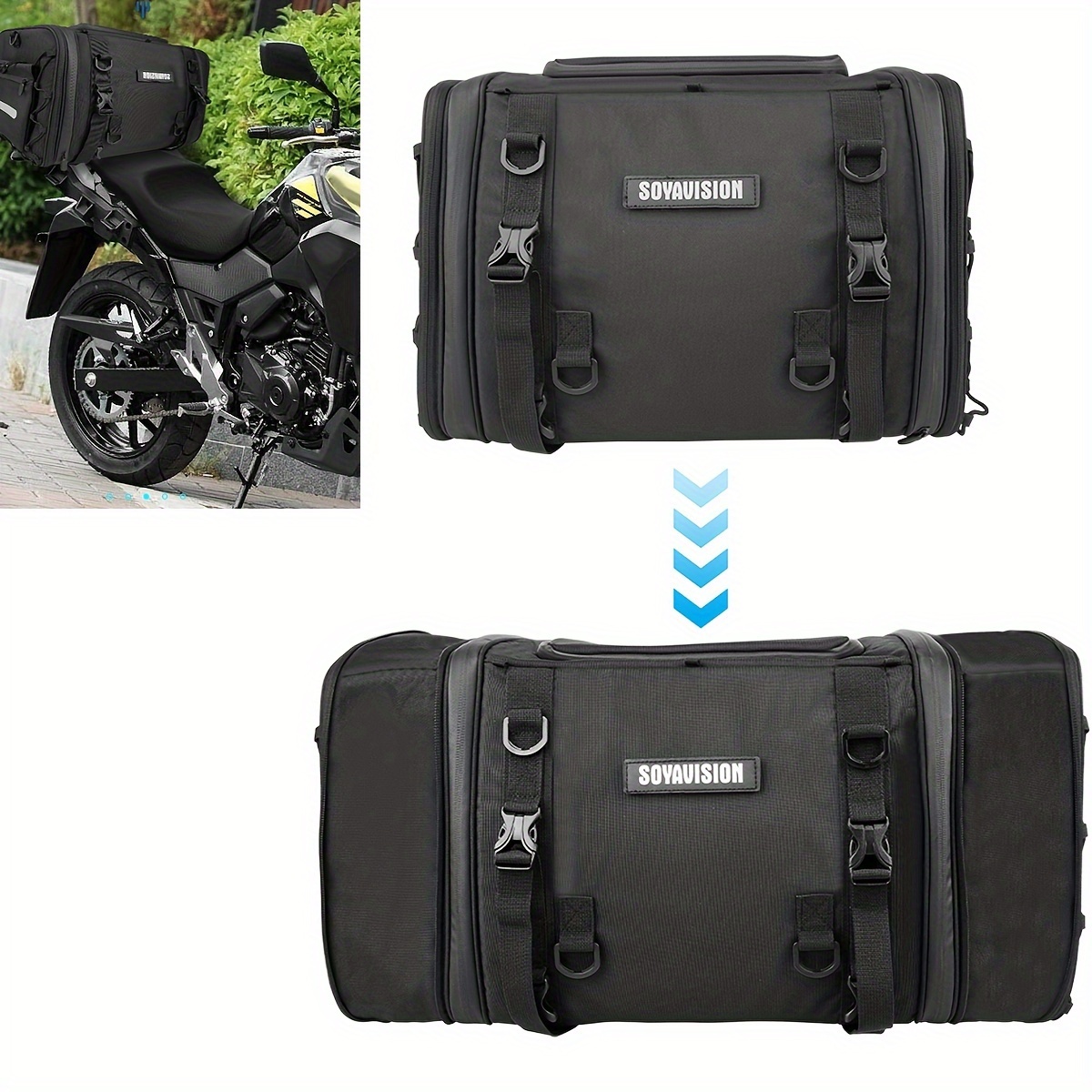 Rhinowalk - Bolsa trasera para motocicleta, 35-50L, expandible, para  asiento trasero, equipaje de viaje, bolsa de almacenamiento con bolsa  interior