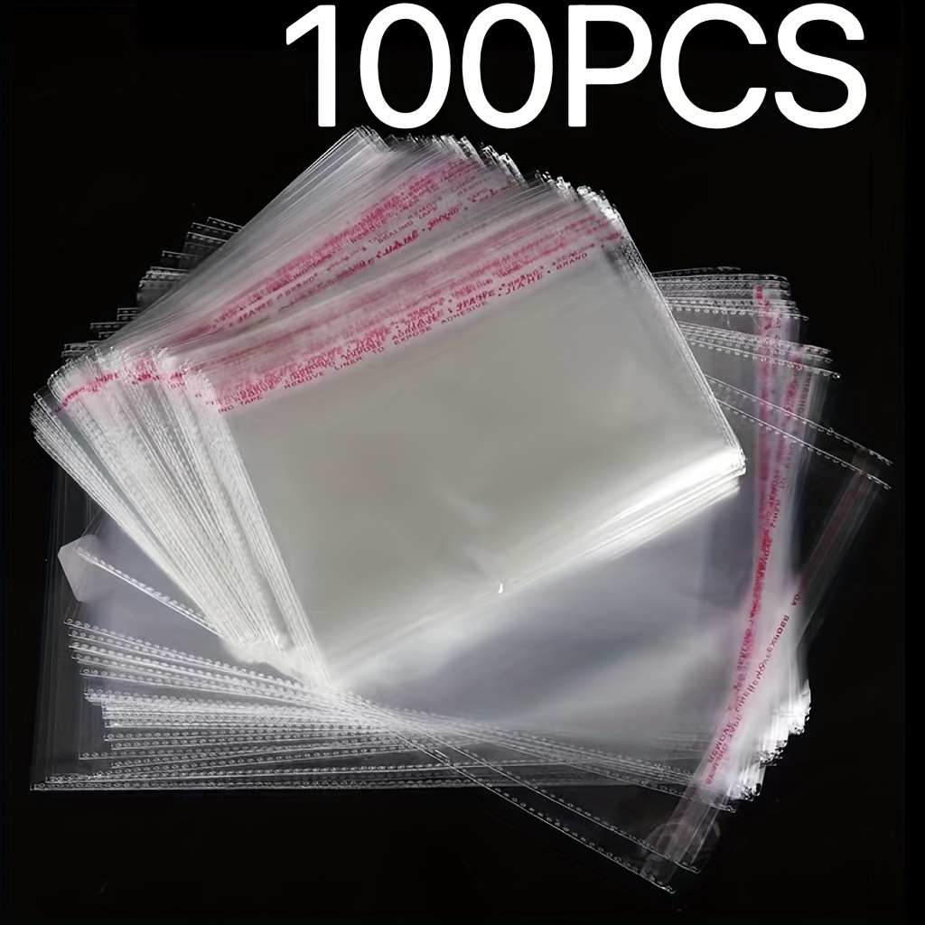 Paquete de 100 bolsas de plástico transparente de 16 x 16 pulgadas con  asas, bolsas de plástico transparente de 2 mil de grosor para mercancías –