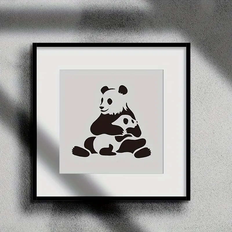 Panda Painting Stencils Reusable Panda Mother With Bamboo - Temu