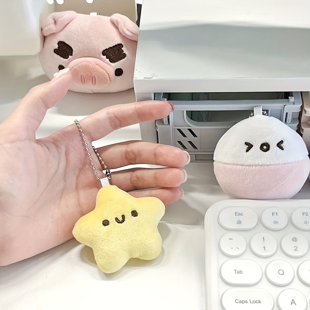Star Plush Toy Doll Keychain Soft Backpack Decor Accessory