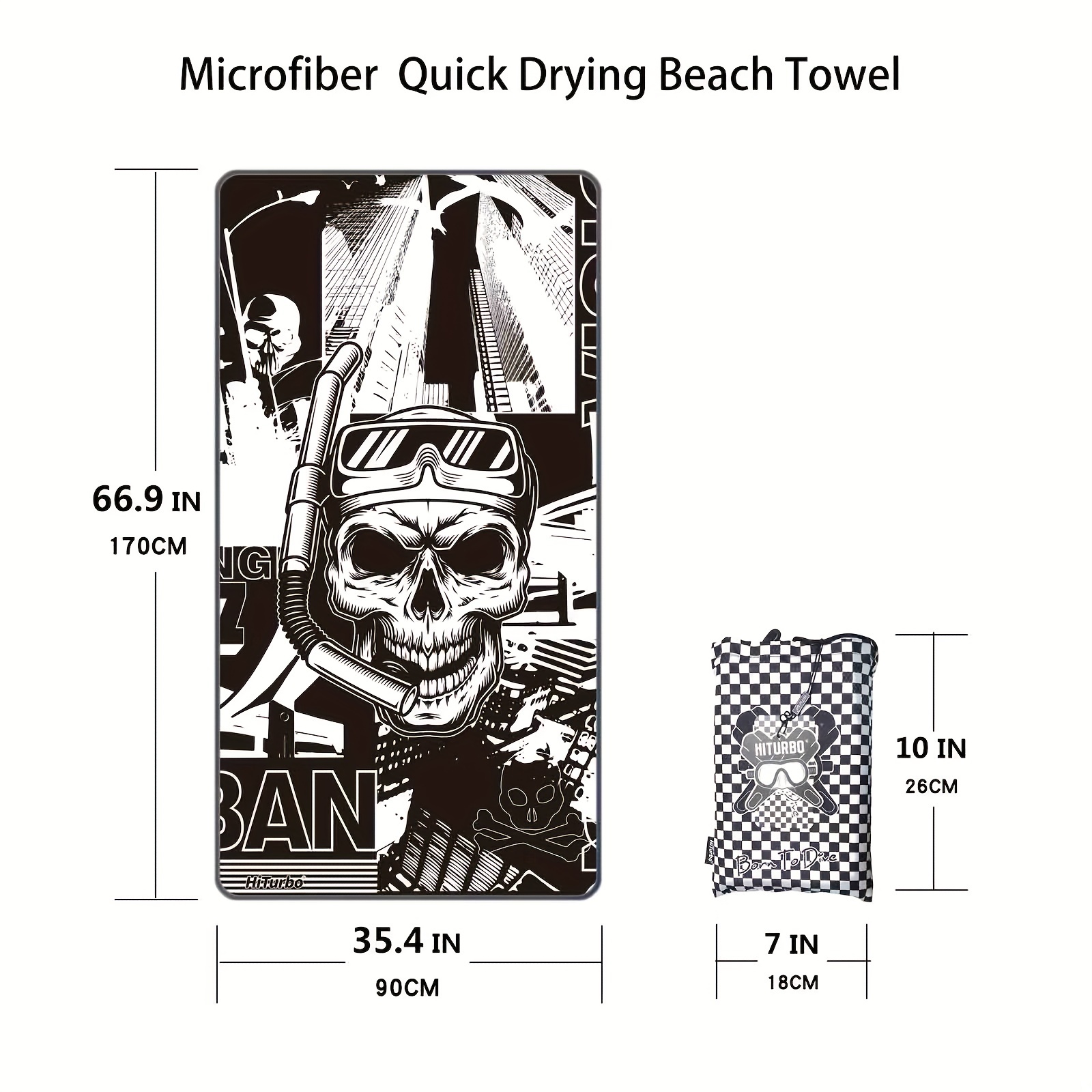 Turbo Microfiber Beach Towel Quick Drying Sand Proof Swim Towel
