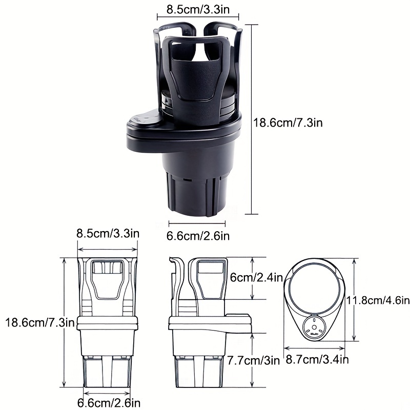 GDWD Auto Getränkehalter Expander Auto Getränkehalter Adapter Organizer  Verstellbare Basis Ausziehbar 2 in 1 Multifunktionaler schwarzer Kaffee