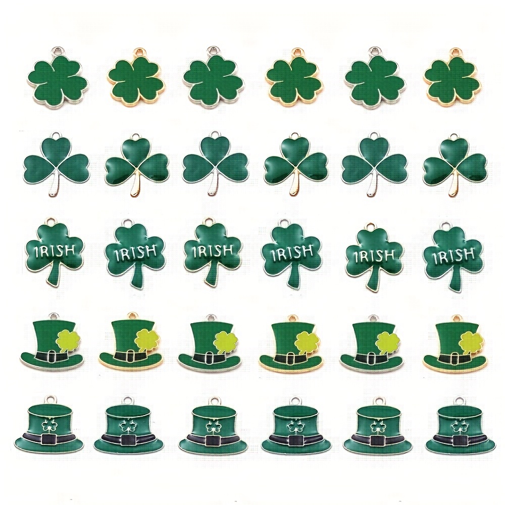 20 Stück Grünnes Vierblättriges Kleeblatt-Anhänger Für Armband Und