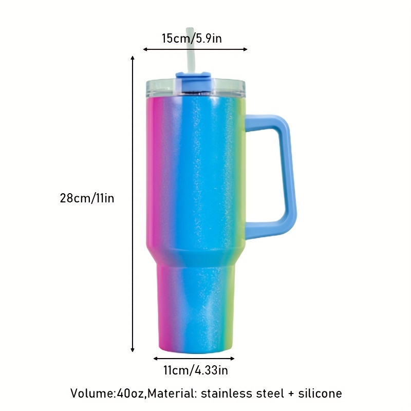 Car Tumbler With Handle, Portable 304 Stainless Steel Straw Cup For Outdoor  Camping Hiking Climbing Driving - Temu