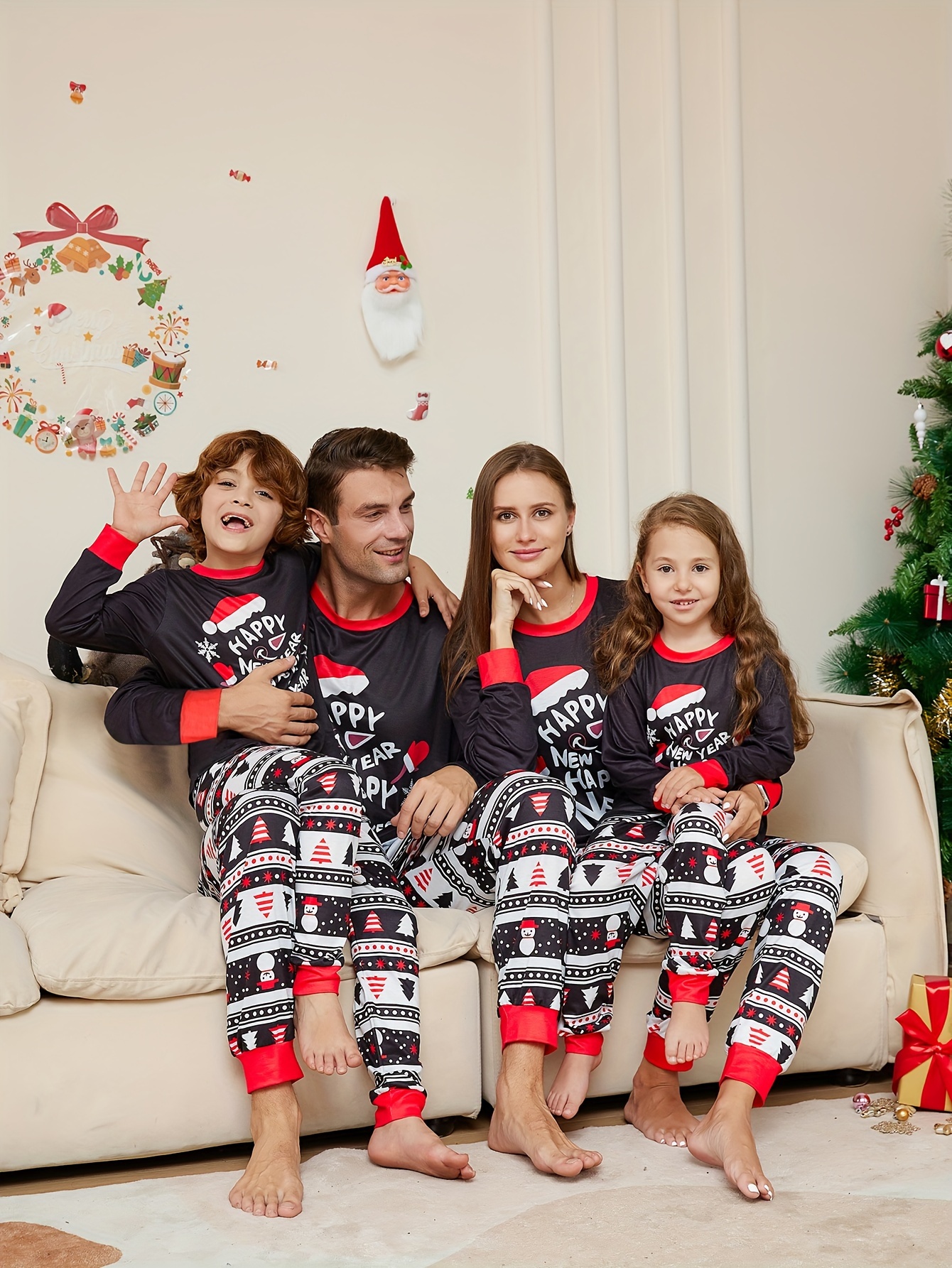 Pyjamas de Noël Famille Mode Famille Matching Tenues Vacances Bébé Vêtements  Accueil Parent Enfant Ensembles