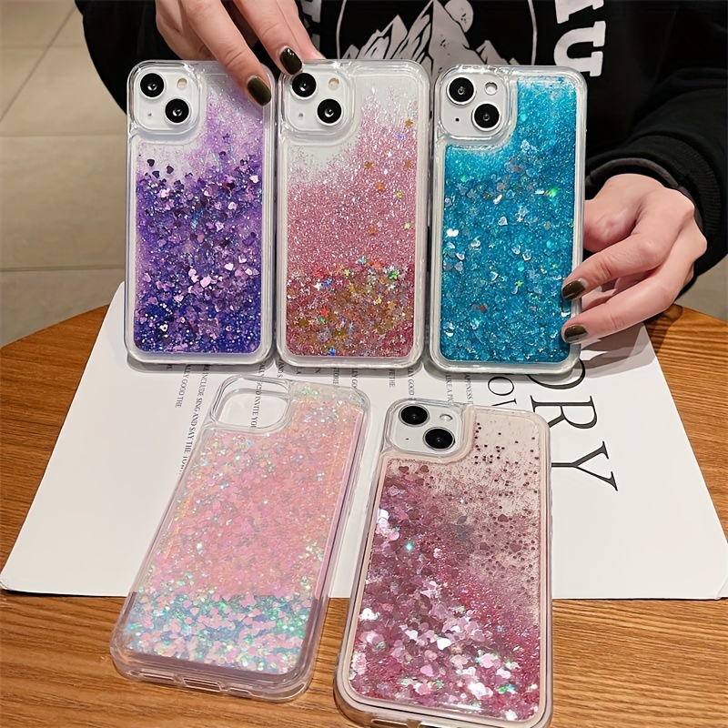 New Compatible With Iphone 13 Pro Max Case Bumper Cover Glitter Liquid  Transparent Sparkly Shiny Bling Crystal Clear Flowing Quicksand Cover -  Little