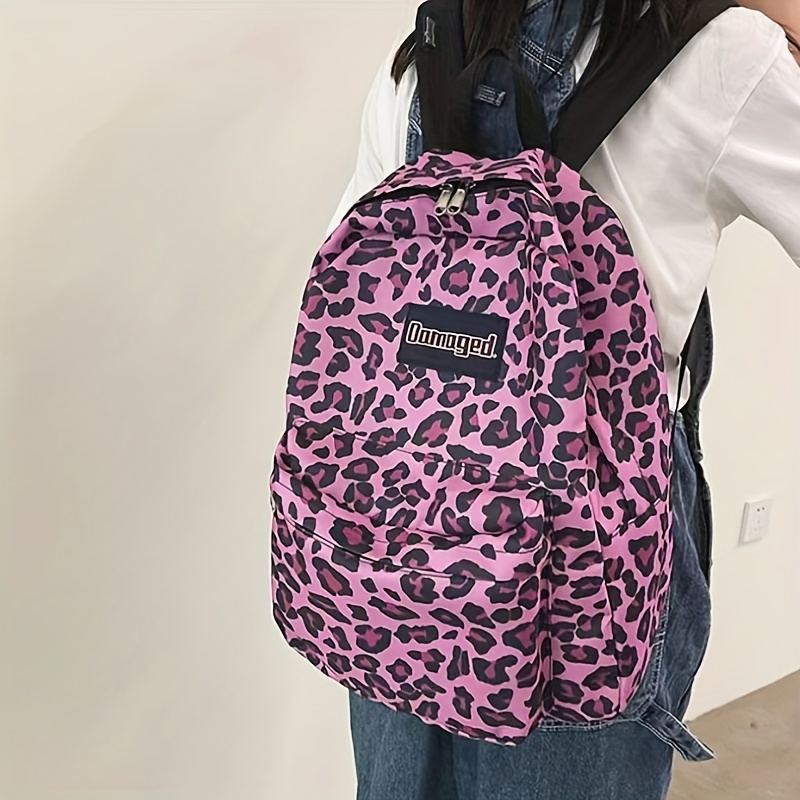 Cute Hello Kitty Leopard Backpack White - Pink Laptop School Books