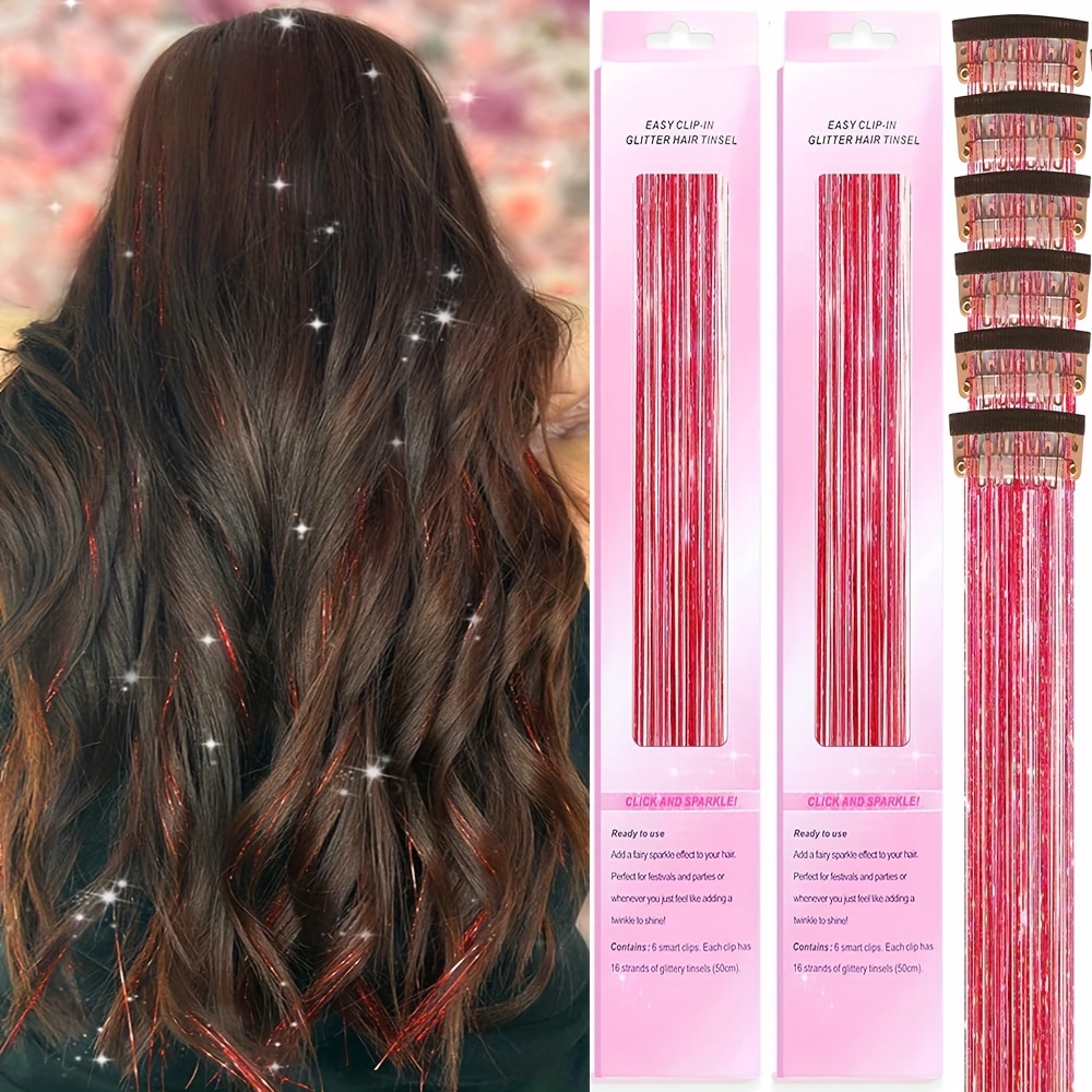 Clip In Hair Tinsel Kit Hair Extensions Synthetic Heat - Temu