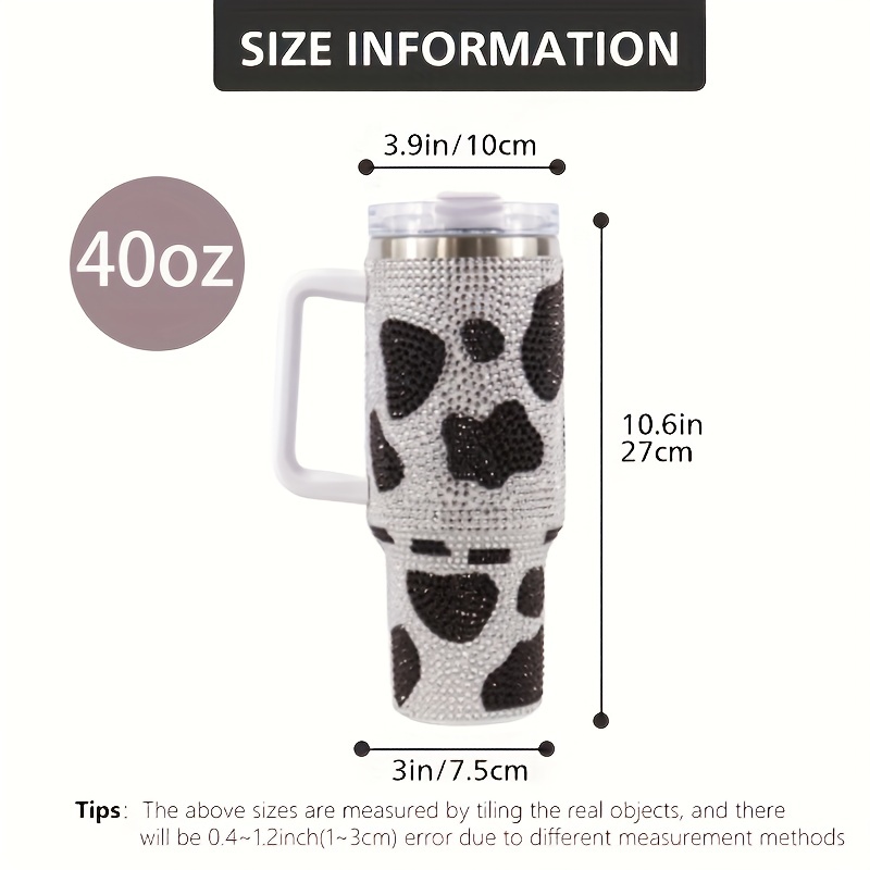 Cow Print Rhinestone Decor 40oz Double Wall Vacuum Insulated Cup