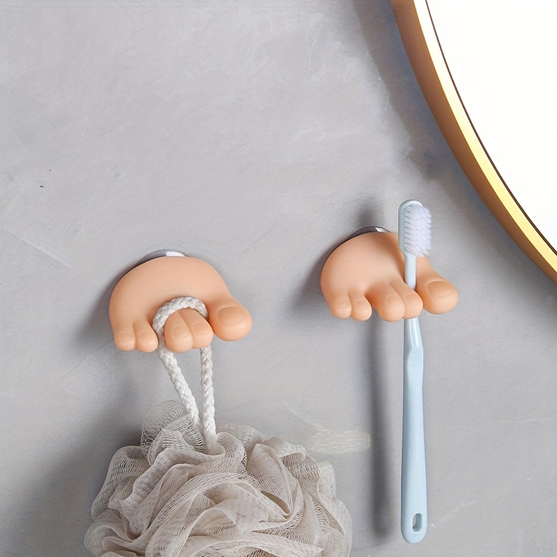 Funny Toe Foot Toothbrush Holder With Suction Cup Winding - Temu