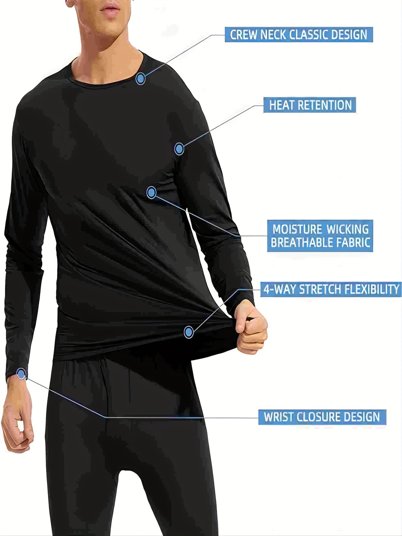 Zando Black Thermal Underwear Sets for Women Ultra-Soft Base Layer