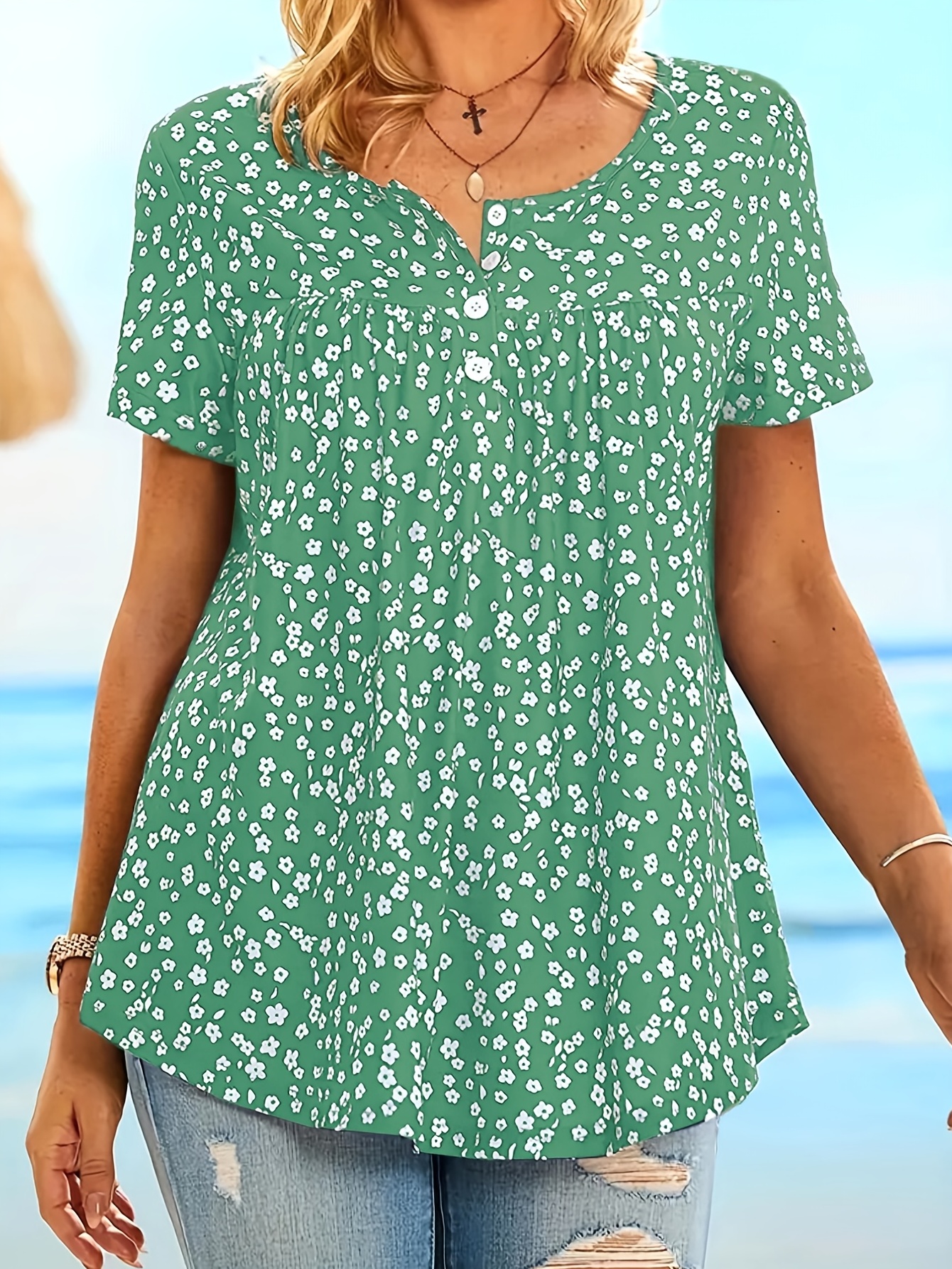 Plus Size Emerald Green Short Sleeve T-Shirt