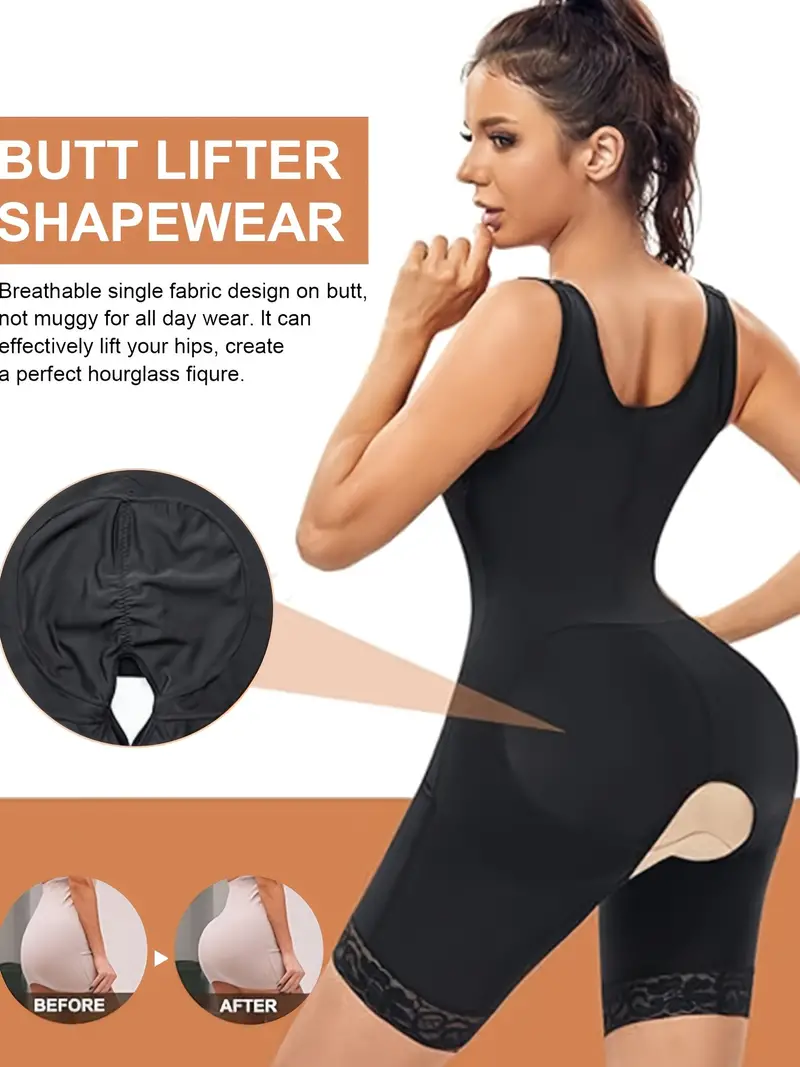 Lace Trim Tank Shaping Bodysuit Tummy Control Butt Lifting - Temu