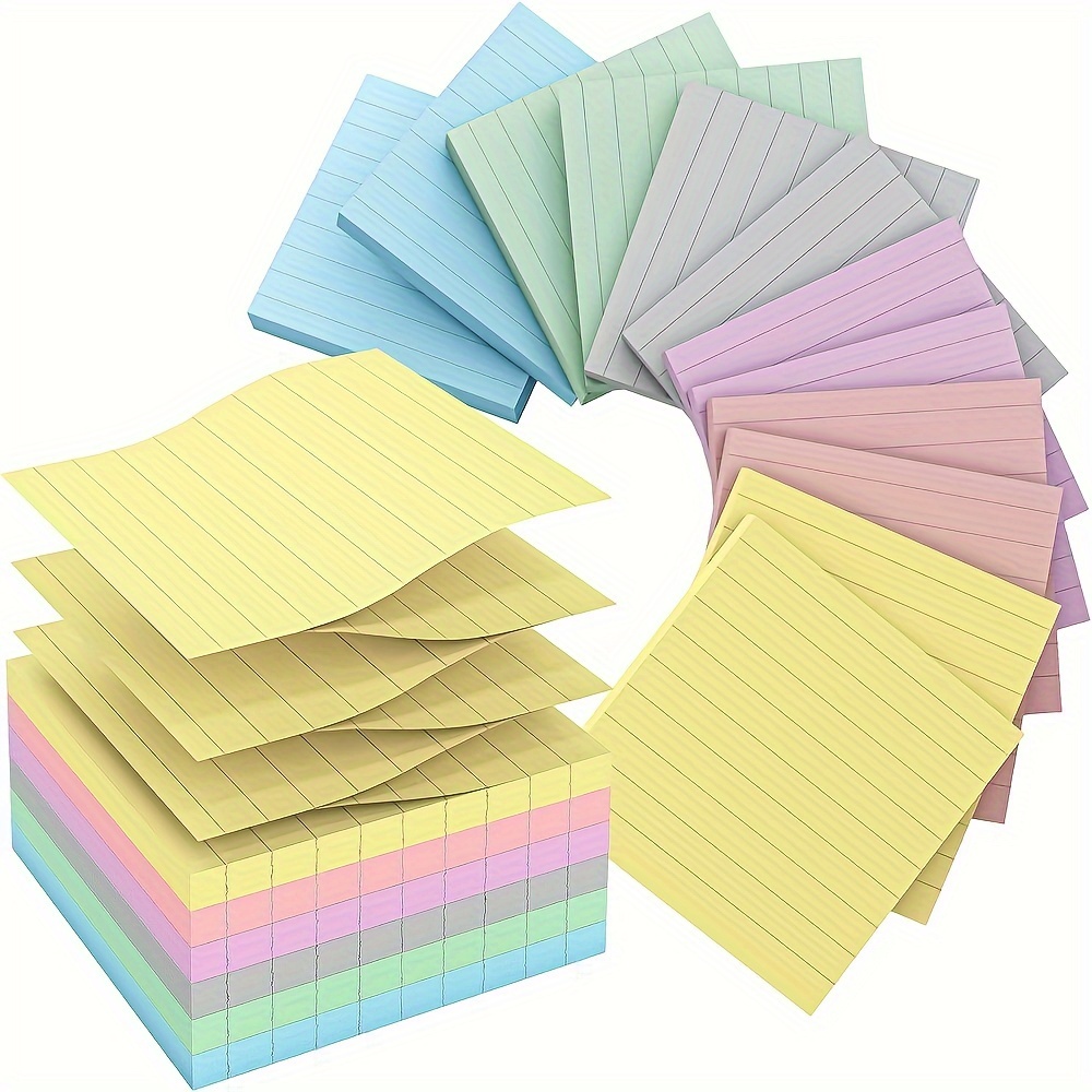 4 Pads Lined Sticky Notes Pastel Ruled Sticky Notes - Temu