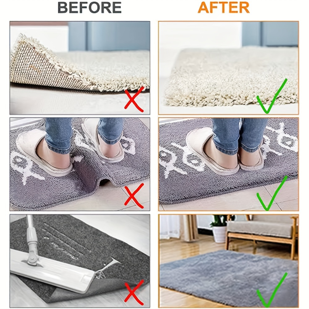 8/16/24Pcs Reusable Carpet Stickers, Non-Slip Washable Rug Stickers, Double  Sided Removable Anti Curling Rug Grips For Kitchen Rug, Hardwood Corner Ca