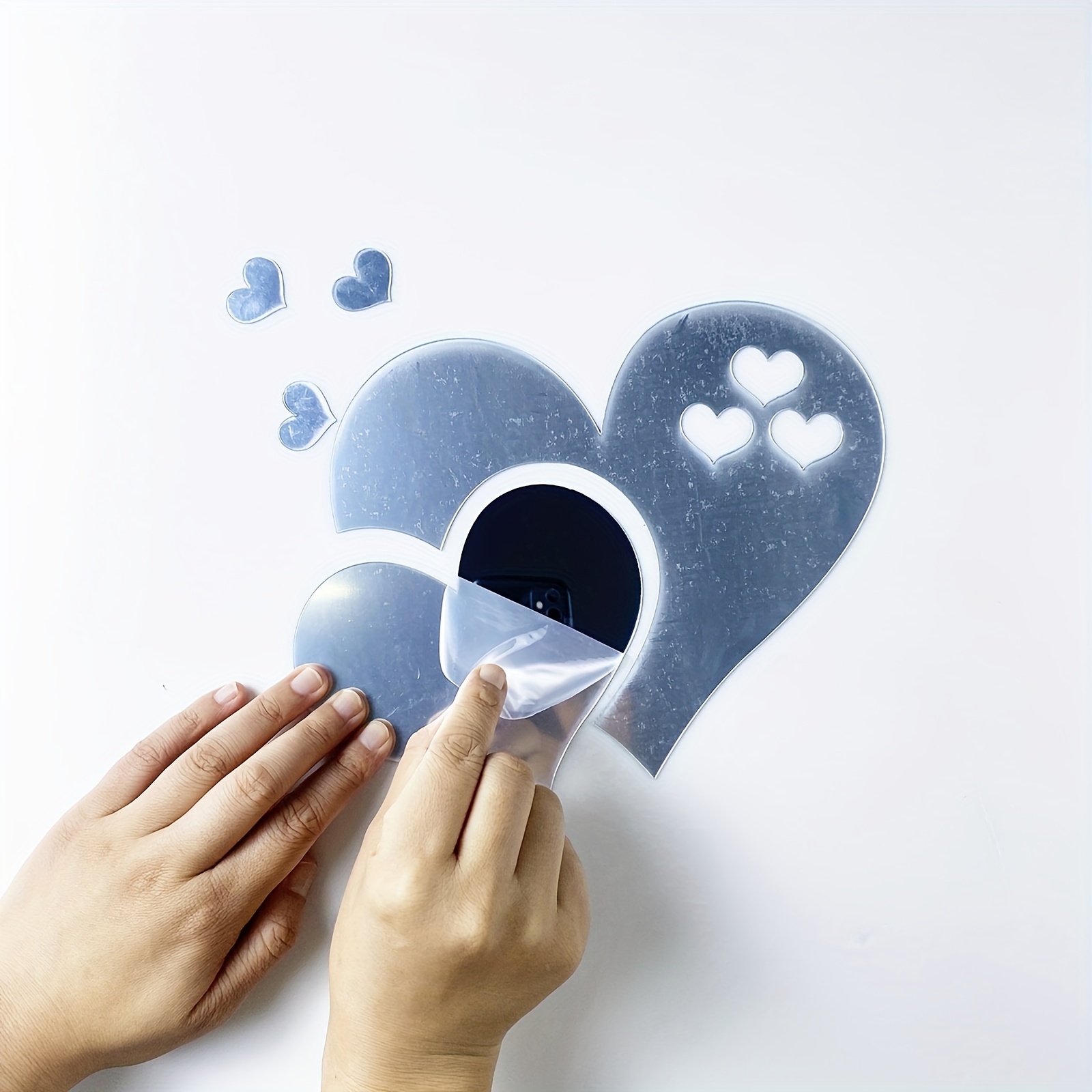 5 stickers miroirs cœurs - Autocollants stickers adhésifs effet