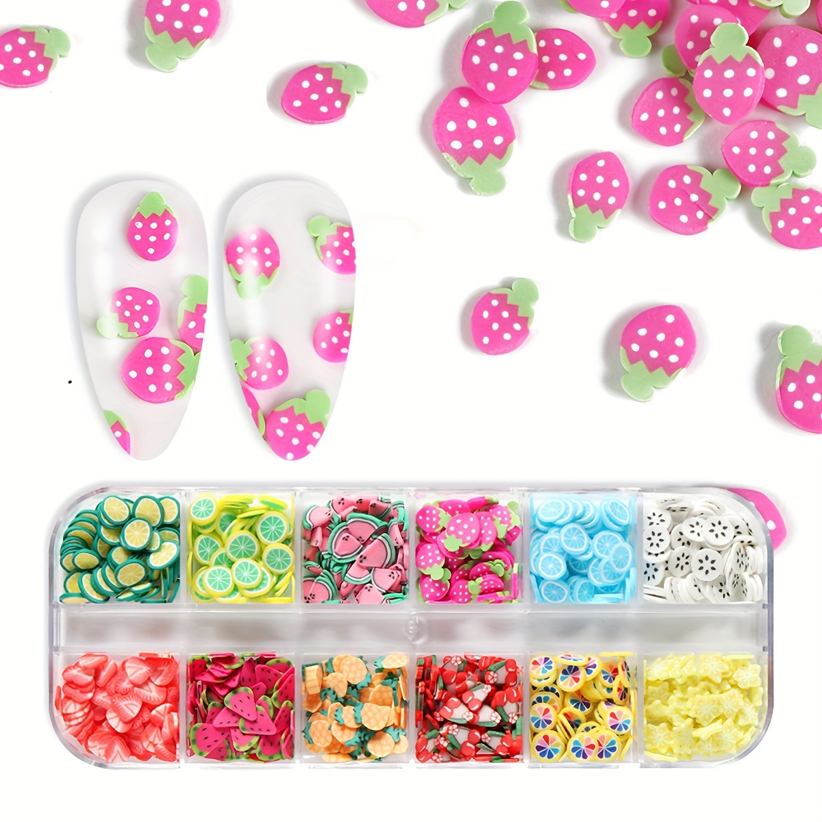 Fruit Nail Art Flakes strawberry Lemon Slime Charms Fimo - Temu