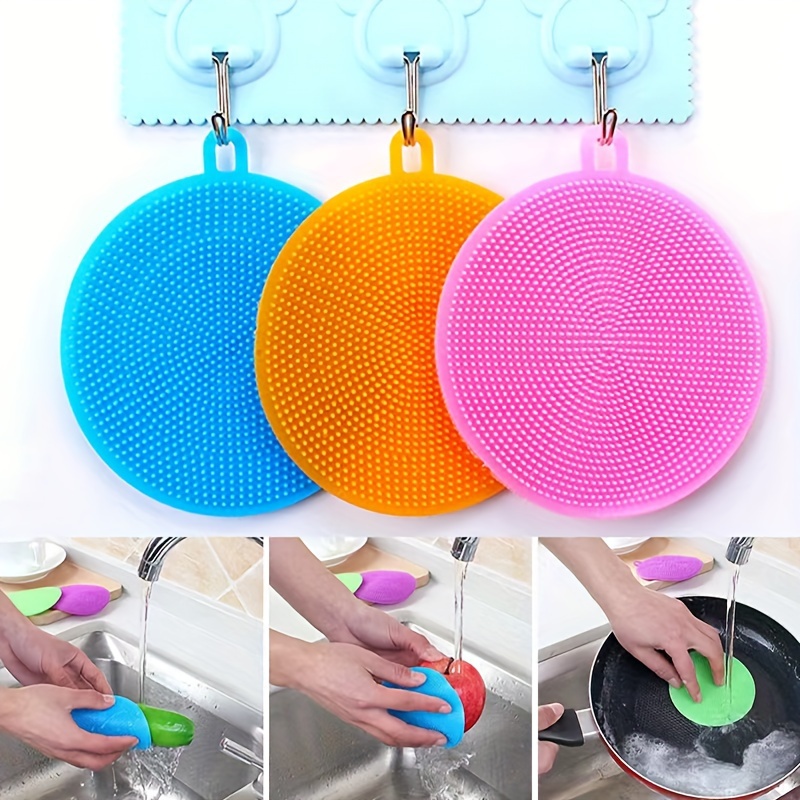 Silicone Dishwashing Scrubber Durable Dishwashing Brush - Temu