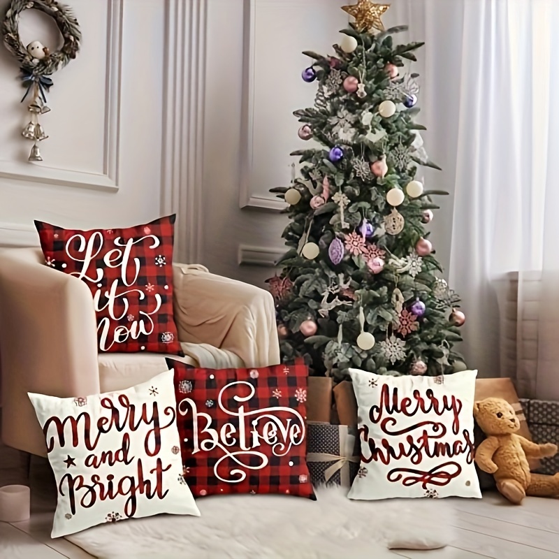 Christmas Pillow Covers Red Black Farmhouse Christmas - Temu