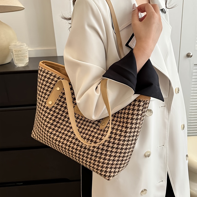 Luxury Soft Houndstooth Print Tote Bag – Fashion CITY