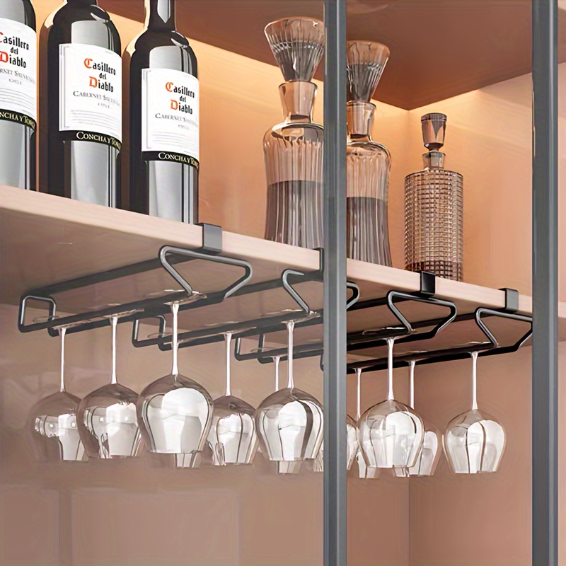 Soporte de doble fila para copas de vino, soporte de alambre para colgar  copas de vino, colgador de almacenamiento para copas de vino, para bar