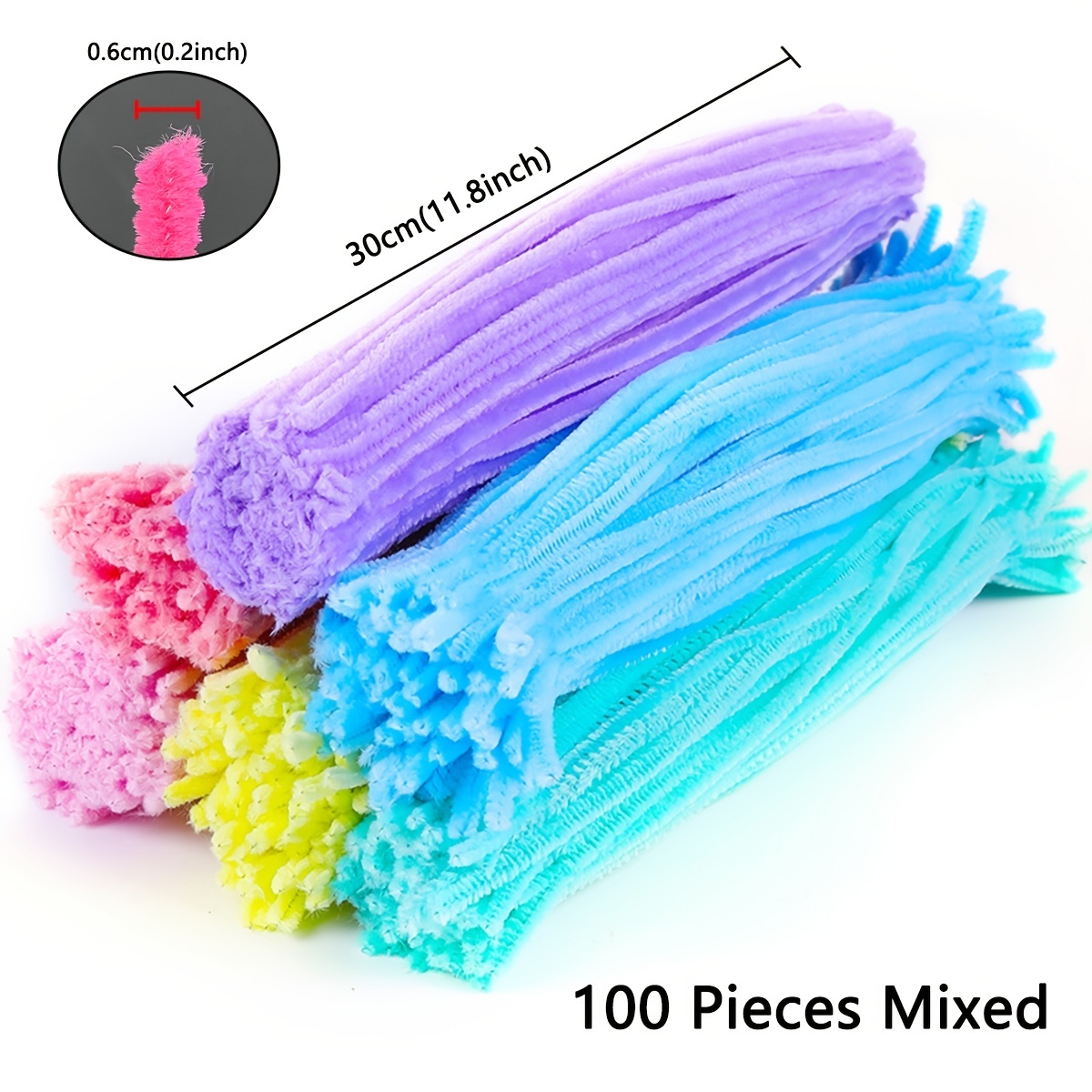 100 Pcs 30cm Pipe Cleaners, White