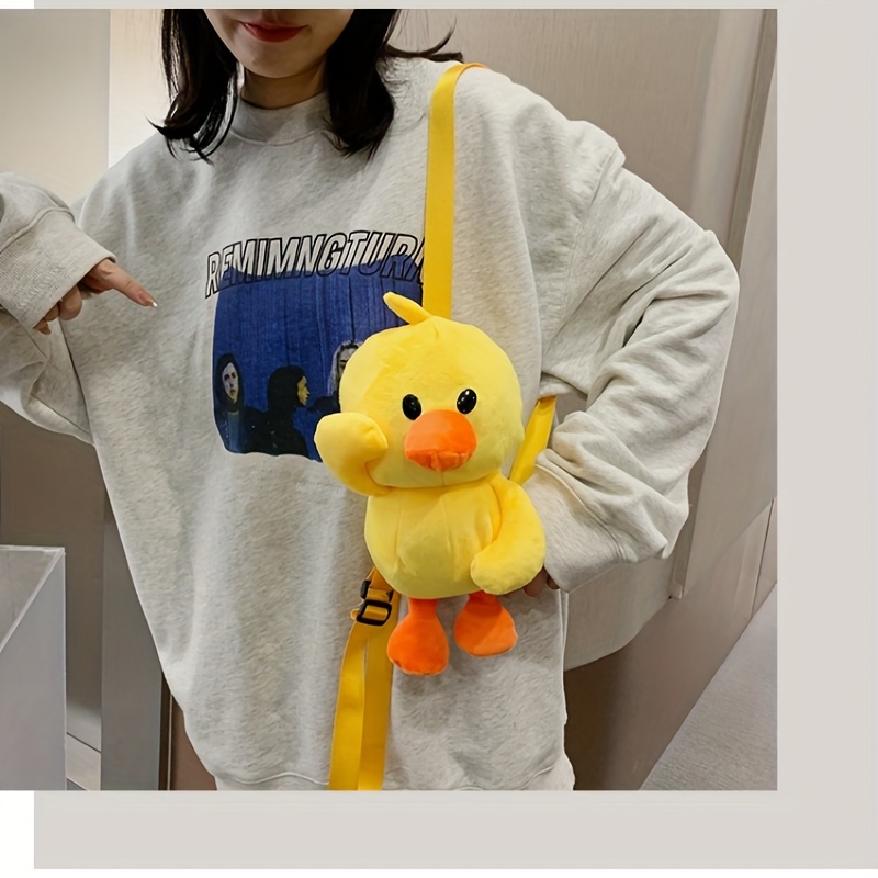 Plush Yellow Duck Backpack, Kawaii Cartoon Design Purse, Stuffed Animal  Shaped Daypack