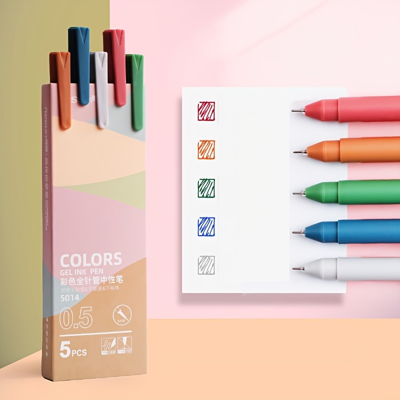 5pcs/set Colorful Gel Pens With Moriandi Macaron Color Design