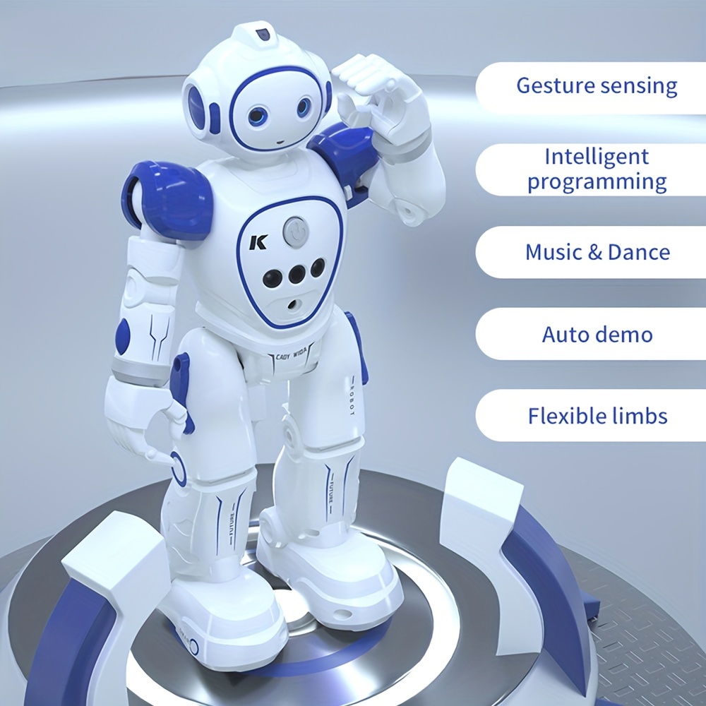 APPIE Jouet robot intelligent RC électronique, jouet robot télécommandé  Samrt dansant pour les enfants avec musique et lumière LED, blanc 